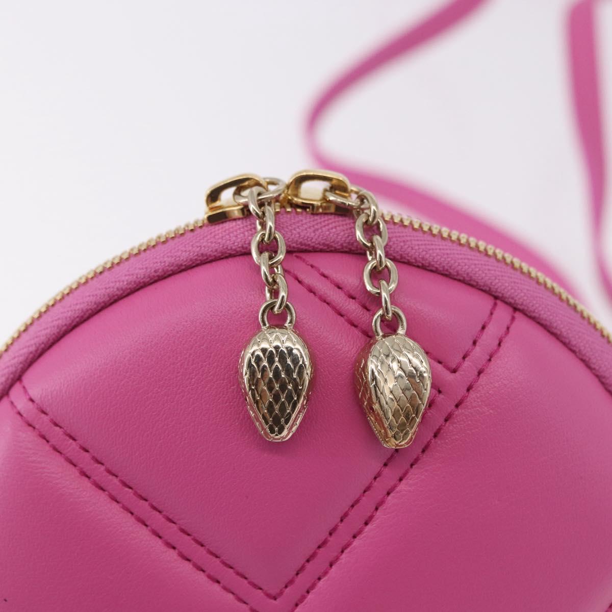 BVLGARI Shoulder Bag Leather Pink Gold Auth ka5109M
