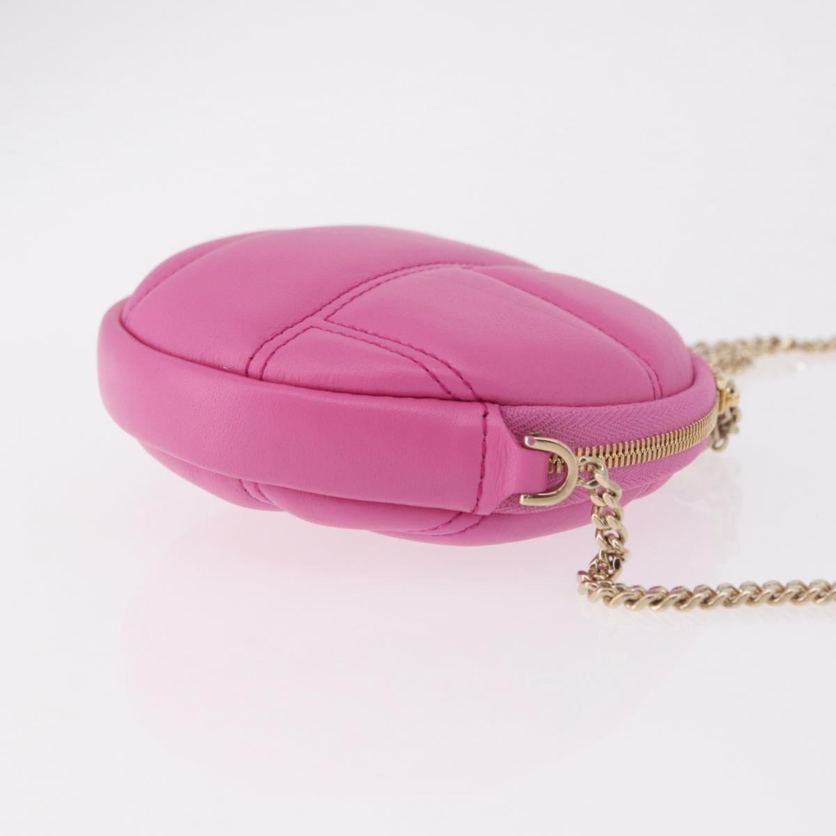 BVLGARI Shoulder Bag Leather Pink Gold Auth ka5109M