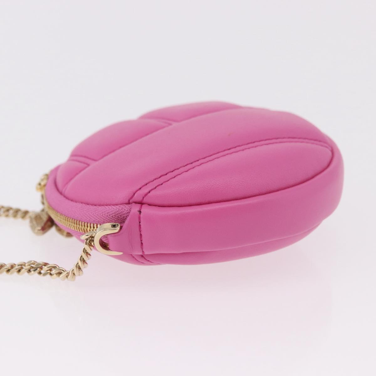 BVLGARI Shoulder Bag Leather Pink Gold Auth ka5109M