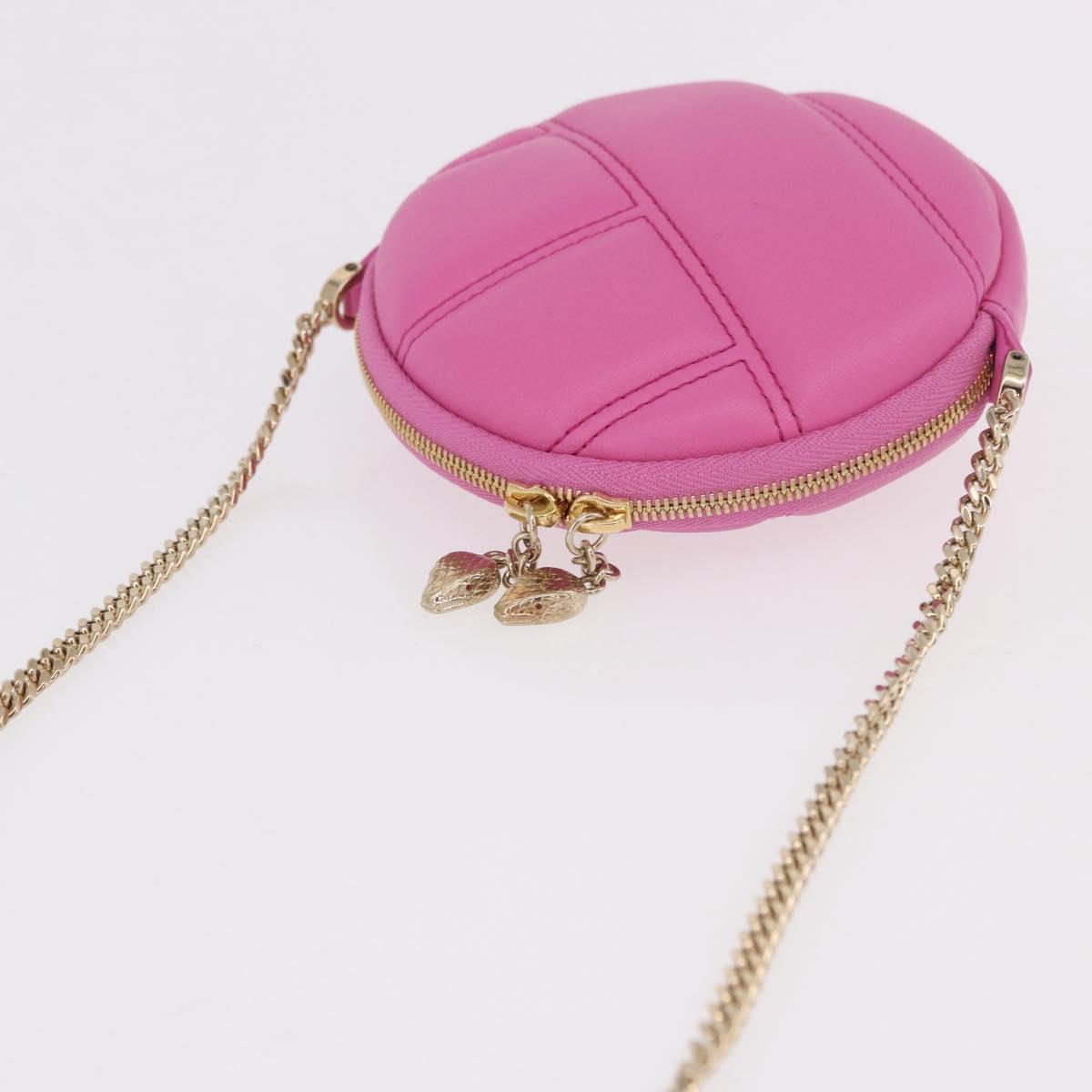 BVLGARI Shoulder Bag Leather Pink Gold Auth ka5109M