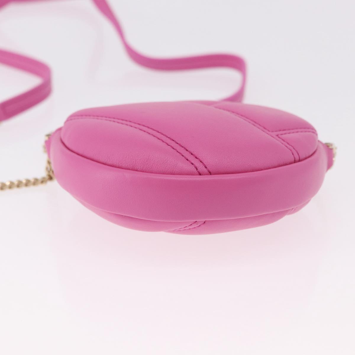 BVLGARI Shoulder Bag Leather Pink Gold Auth ka5109M