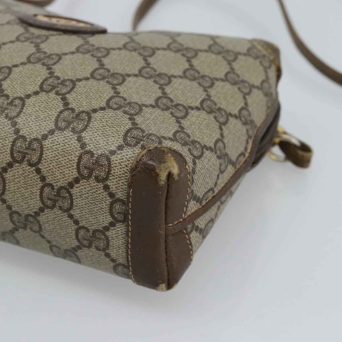 GUCCI GG Supreme Shoulder Bag PVC Leather Beige Gold 007 39 4916 Auth ka5111