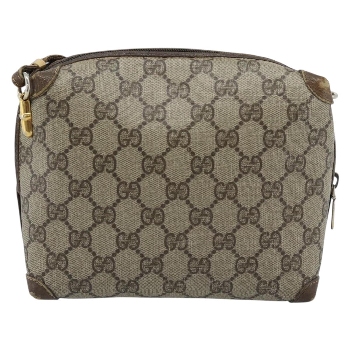 GUCCI GG Supreme Shoulder Bag PVC Leather Beige Gold 007 39 4916 Auth ka5111