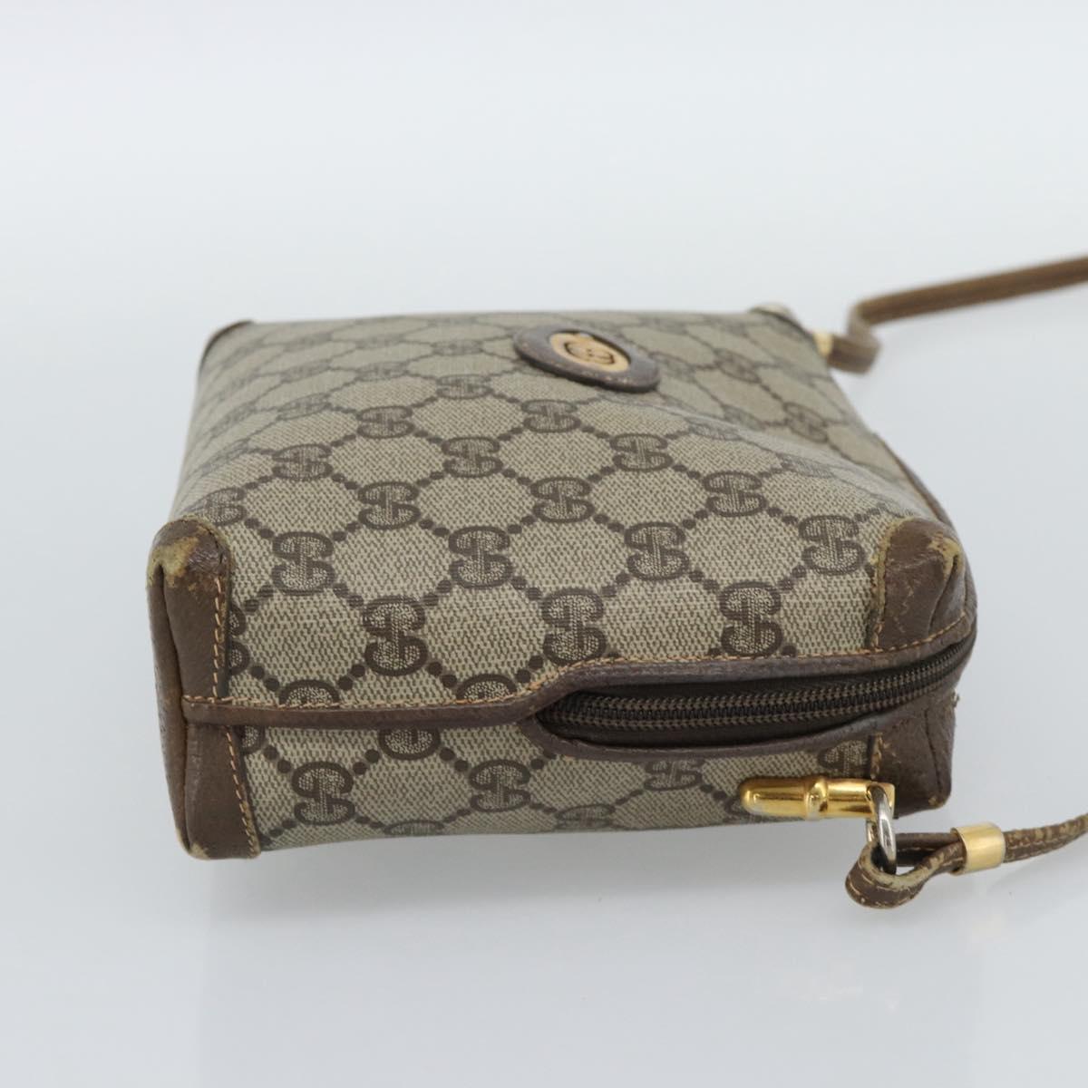 GUCCI GG Supreme Shoulder Bag PVC Leather Beige Gold 007 39 4916 Auth ka5111