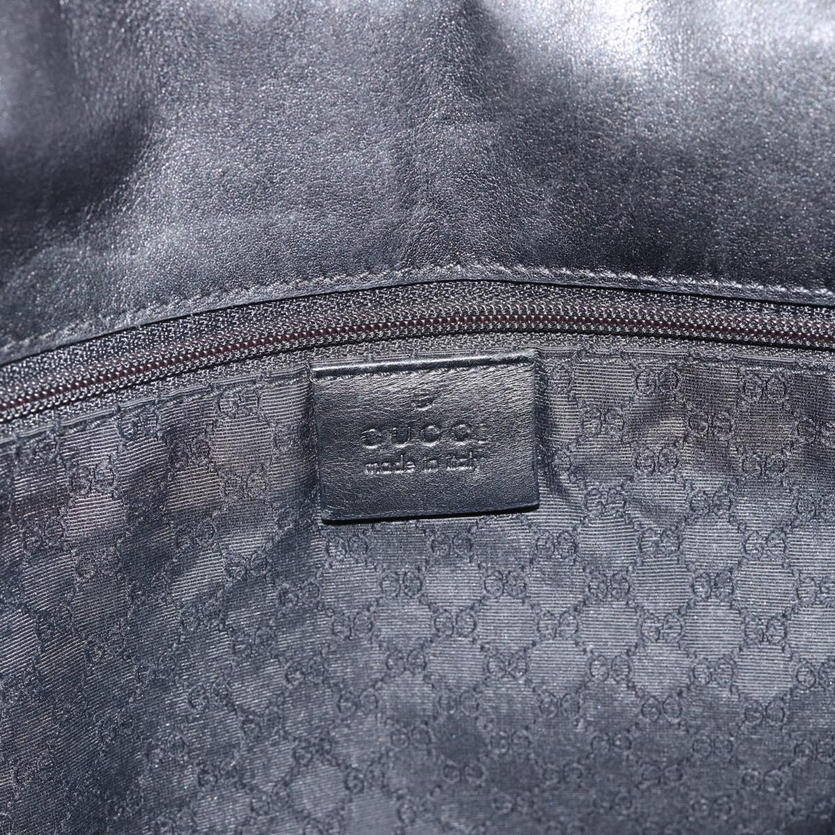 GUCCI Shoulder Bag Canvas Navy Gold 90669 Auth ka5112
