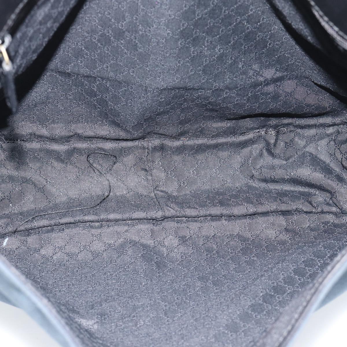 GUCCI Shoulder Bag Canvas Navy Gold 90669 Auth ka5112