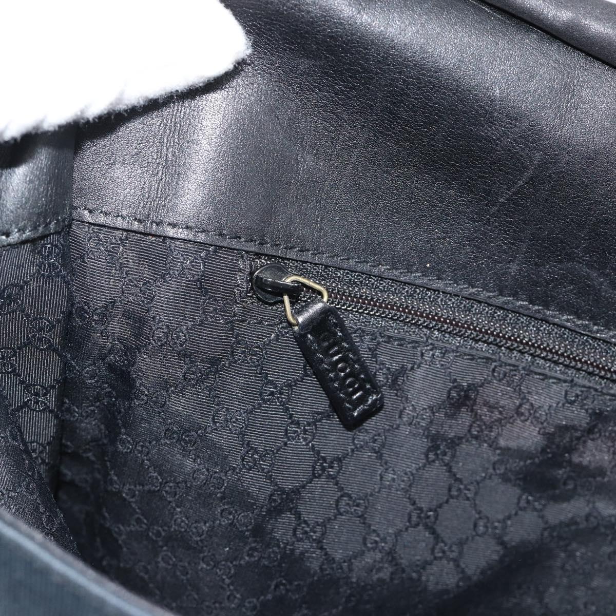 GUCCI Shoulder Bag Canvas Navy Gold 90669 Auth ka5112