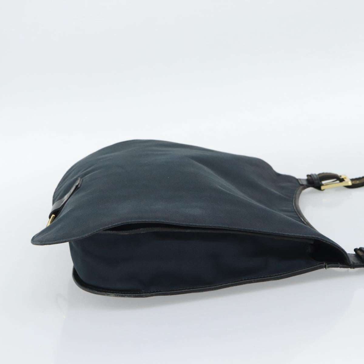 GUCCI Shoulder Bag Canvas Navy Gold 90669 Auth ka5112