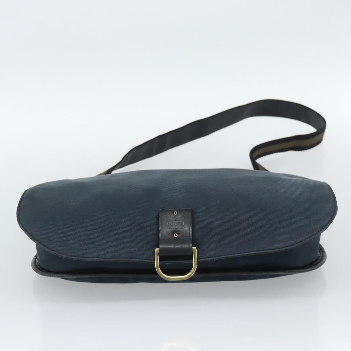 GUCCI Shoulder Bag Canvas Navy Gold 90669 Auth ka5112