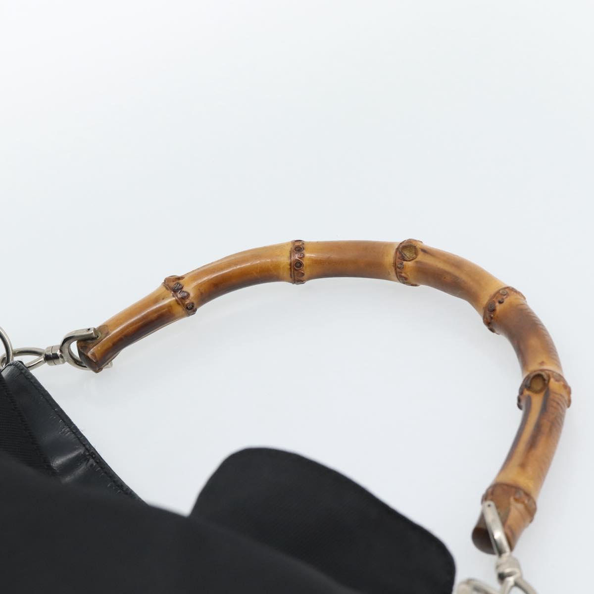 GUCCI Bamboo Hand Bag Canvas Black Silver 001 1553 Auth ka5114