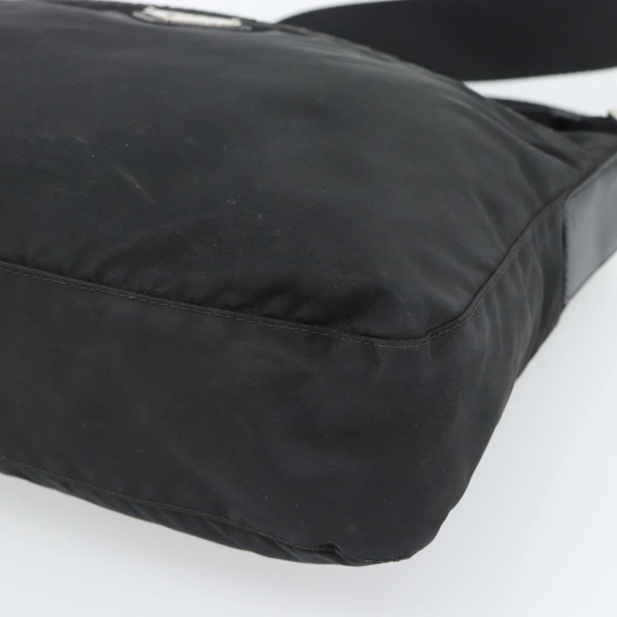PRADA Nylon Shoulder Bag Black Silver Auth ka5115