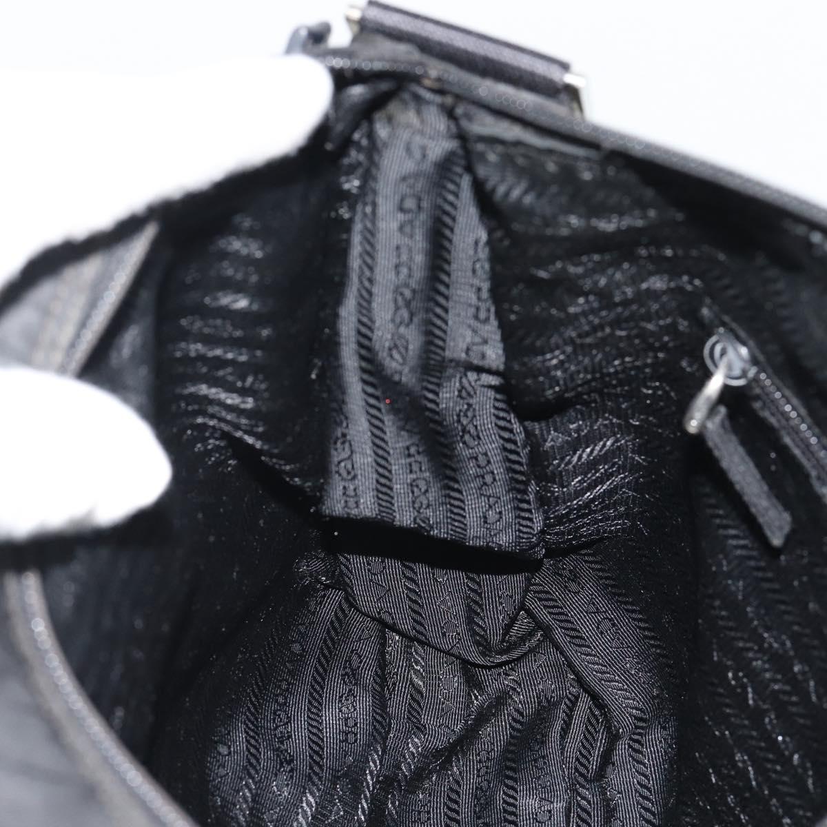 PRADA Nylon Shoulder Bag Black Silver Auth ka5115