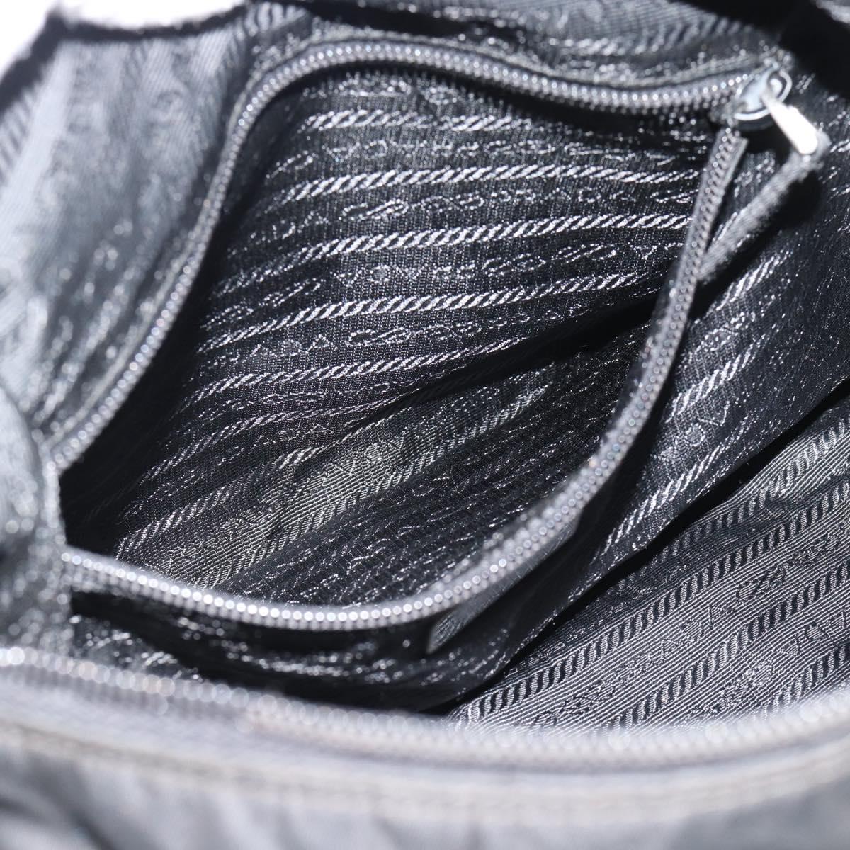 PRADA Nylon Shoulder Bag Black Silver Auth ka5115