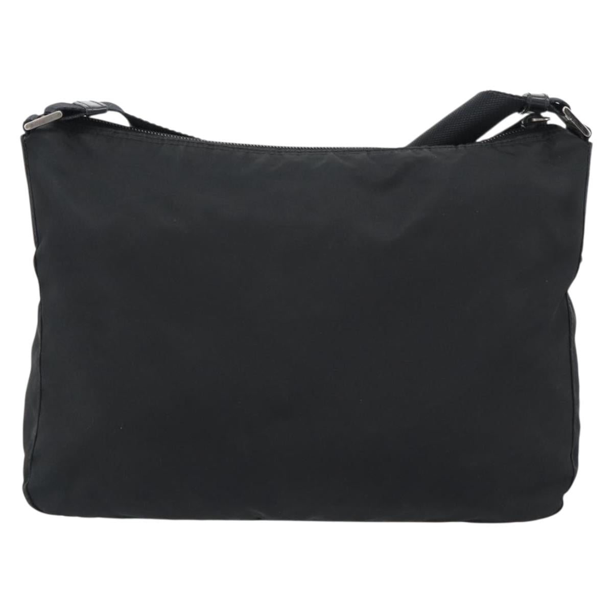 PRADA Nylon Shoulder Bag Black Silver Auth ka5115