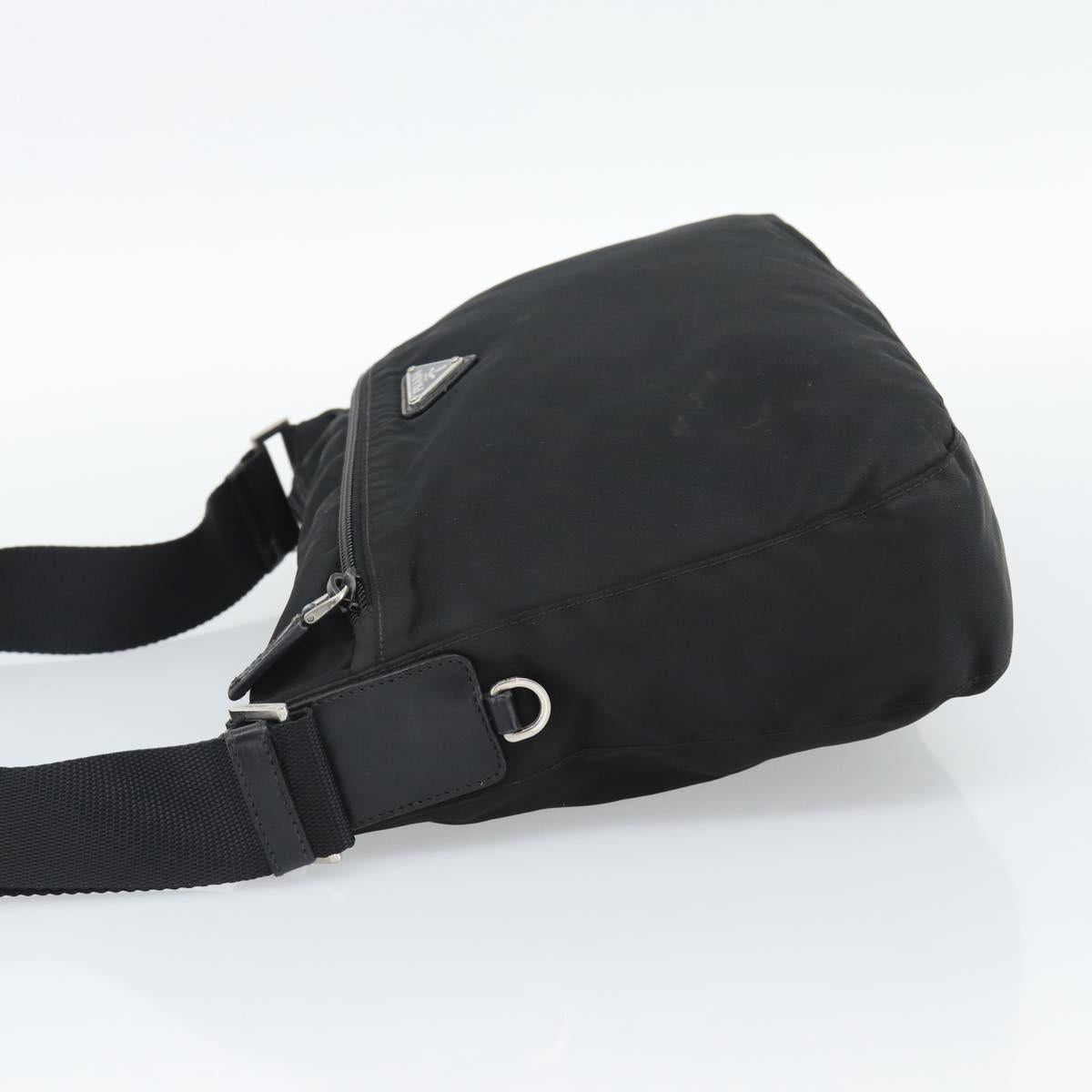 PRADA Nylon Shoulder Bag Black Silver Auth ka5115