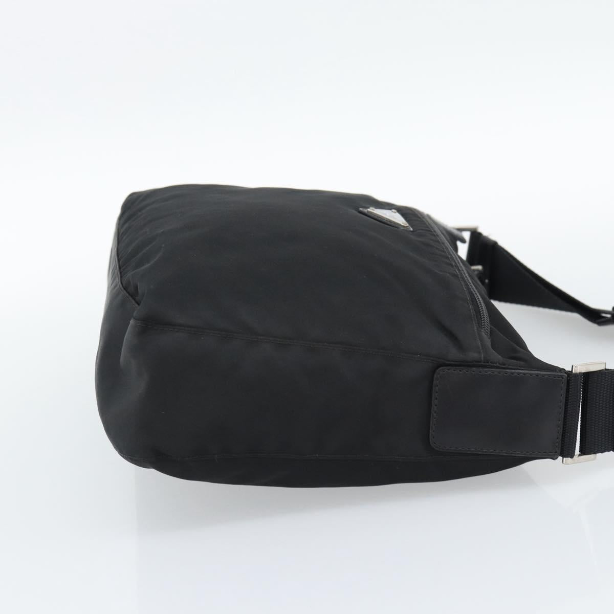 PRADA Nylon Shoulder Bag Black Silver Auth ka5115