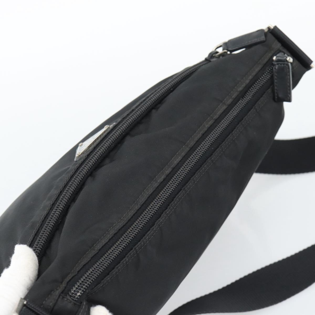 PRADA Nylon Shoulder Bag Black Silver Auth ka5115