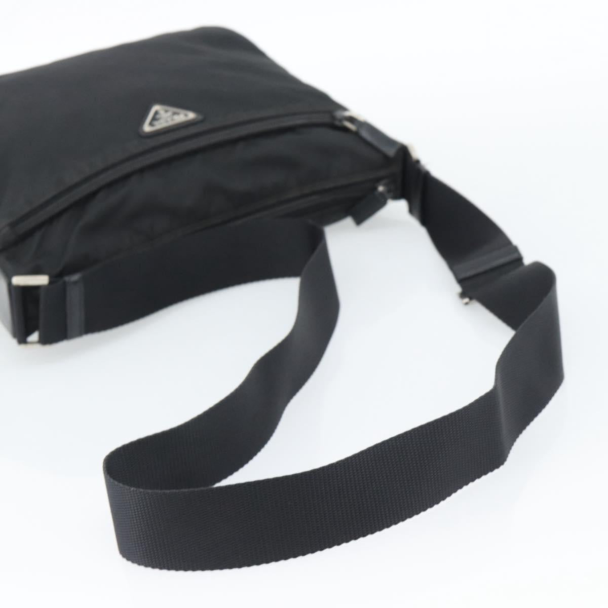 PRADA Nylon Shoulder Bag Black Silver Auth ka5115