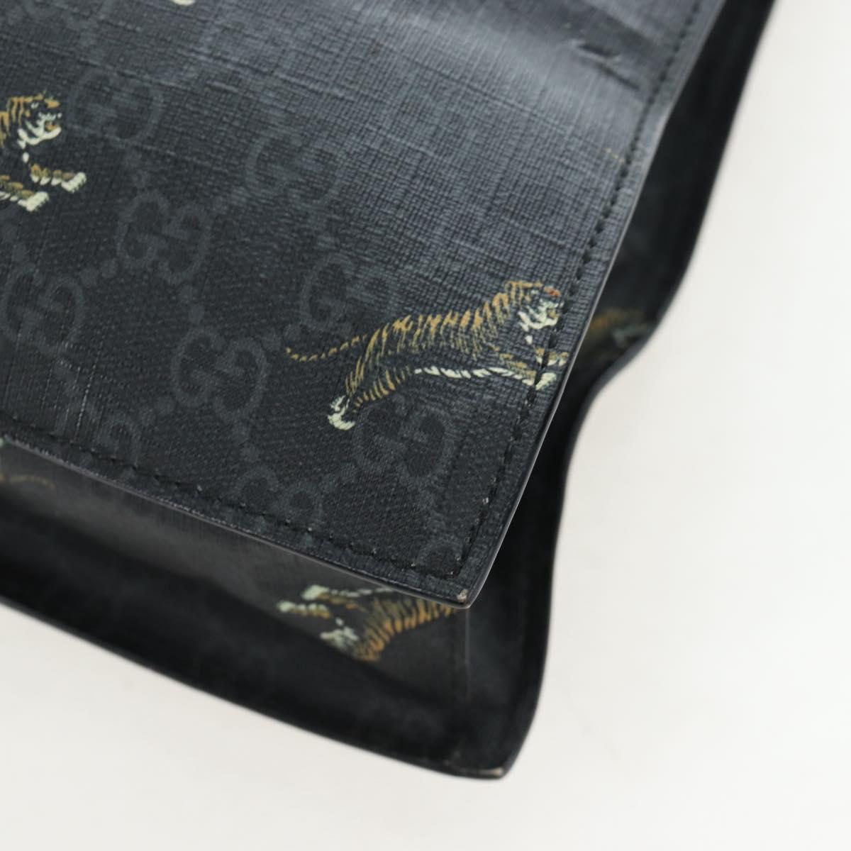 GUCCI GG Supreme Tote Bag PVC Leather Black 495559 Auth ka5117
