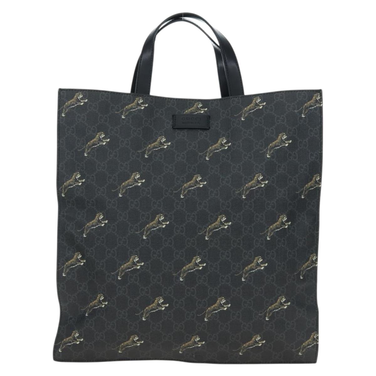 GUCCI GG Supreme Tote Bag PVC Leather Black 495559 Auth ka5117