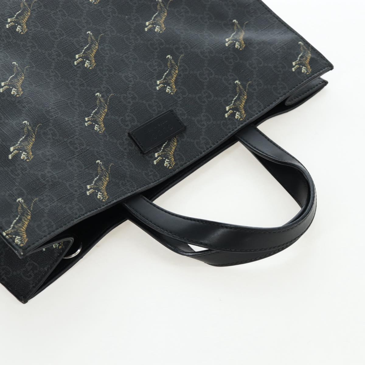 GUCCI GG Supreme Tote Bag PVC Leather Black 495559 Auth ka5117