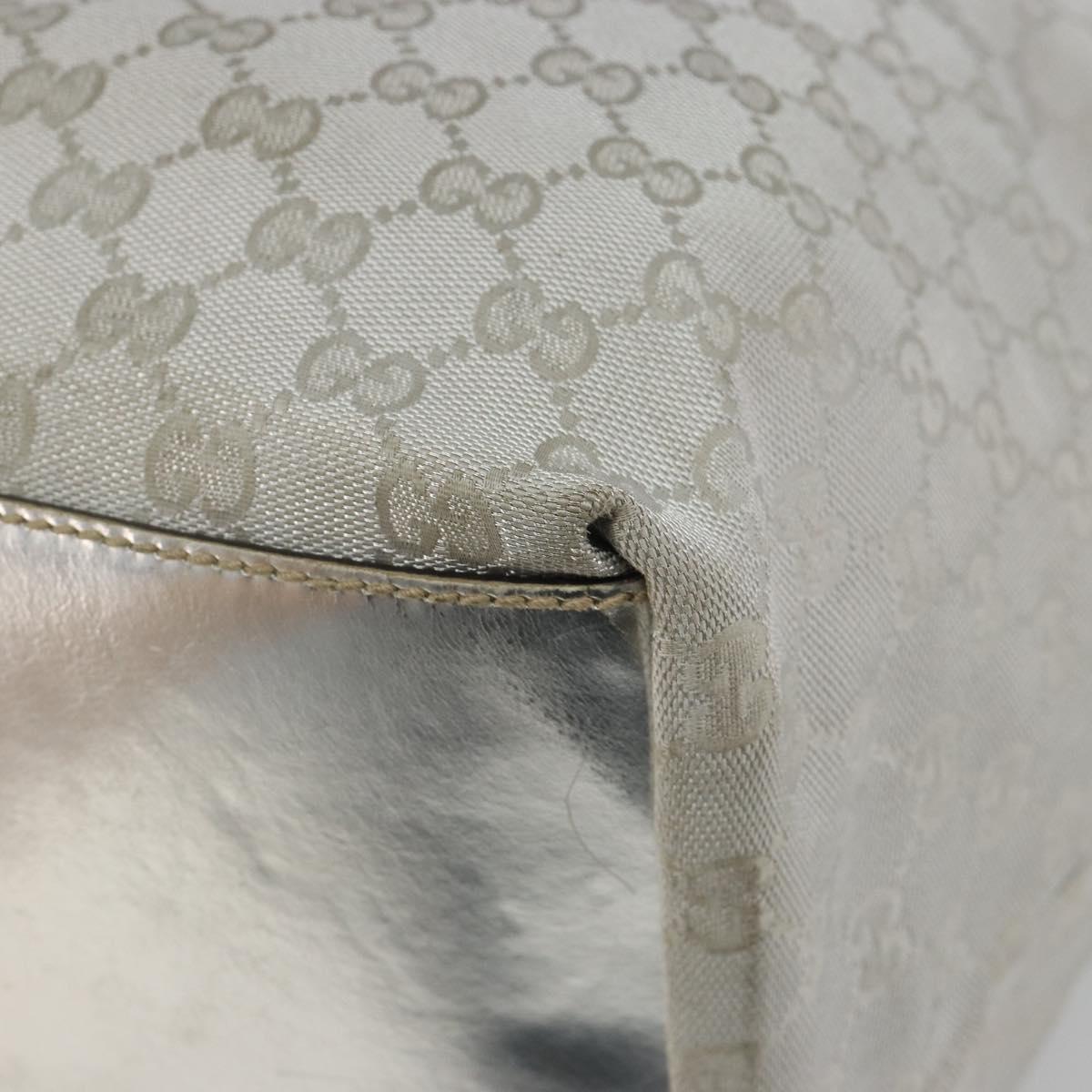 GUCCI GG Canvas Tote Bag Silver 131231 Auth ka5118