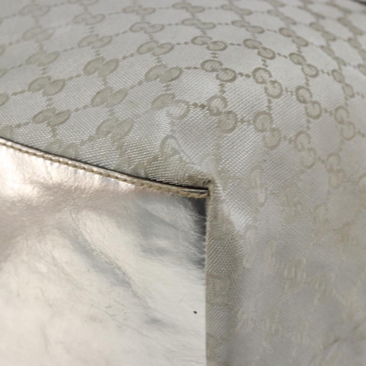 GUCCI GG Canvas Tote Bag Silver 131231 Auth ka5118