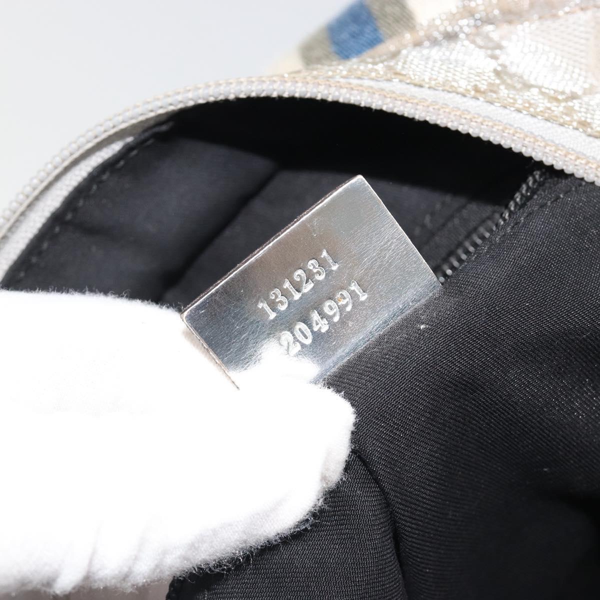 GUCCI GG Canvas Tote Bag Silver 131231 Auth ka5118
