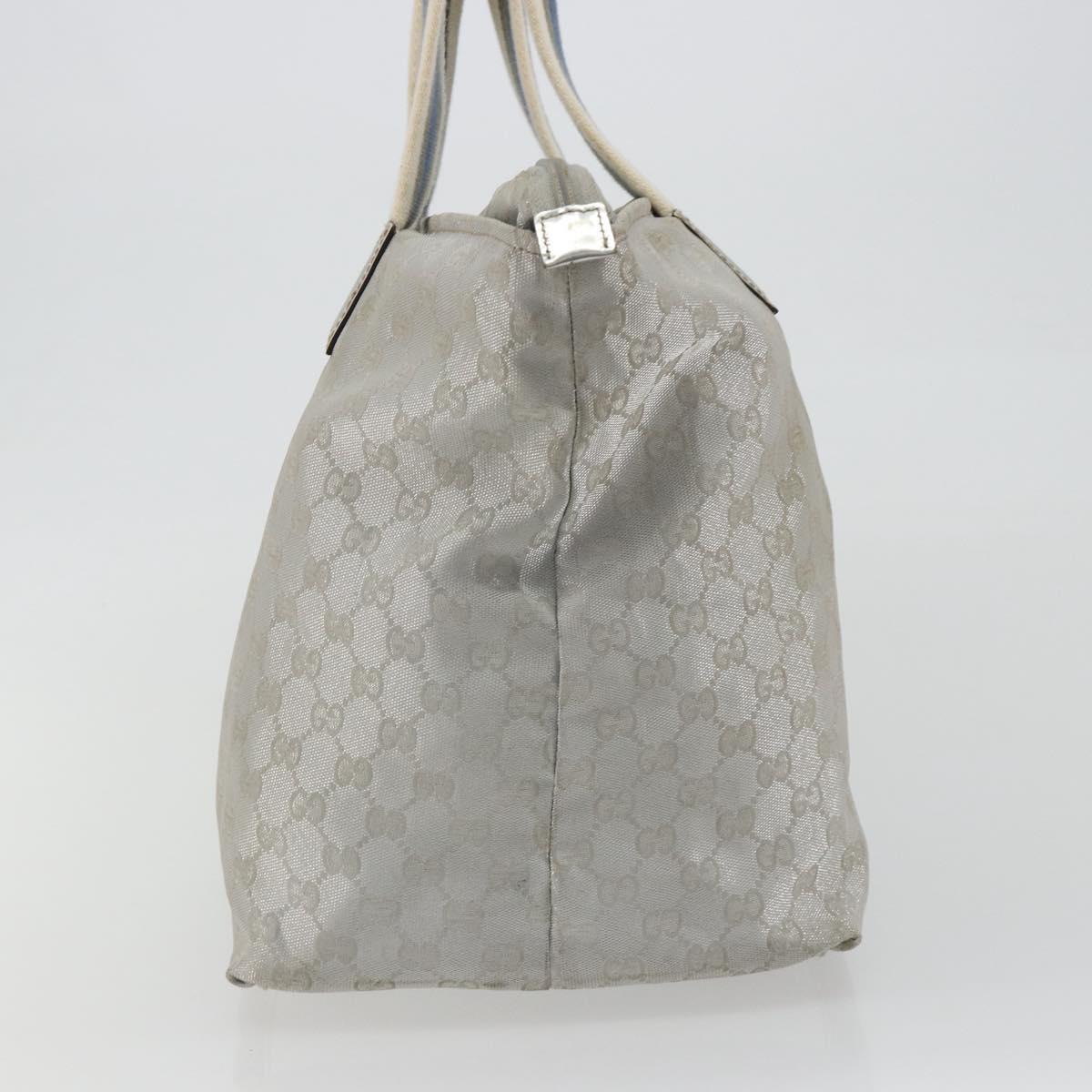 GUCCI GG Canvas Tote Bag Silver 131231 Auth ka5118