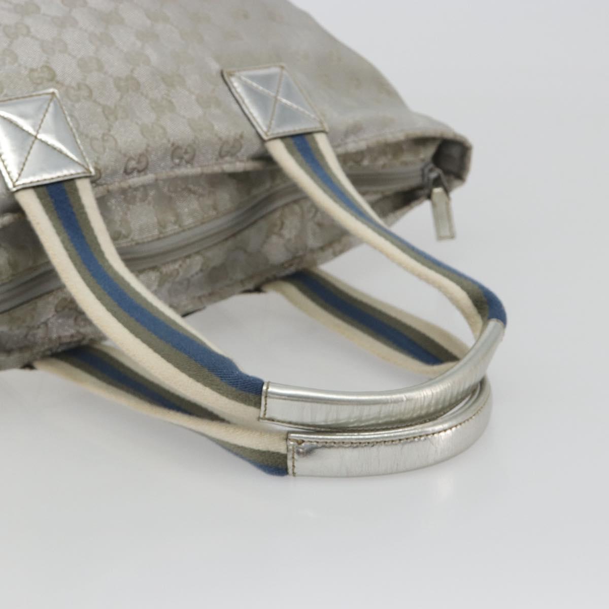 GUCCI GG Canvas Tote Bag Silver 131231 Auth ka5118