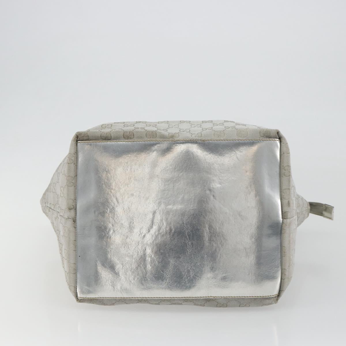 GUCCI GG Canvas Tote Bag Silver 131231 Auth ka5118