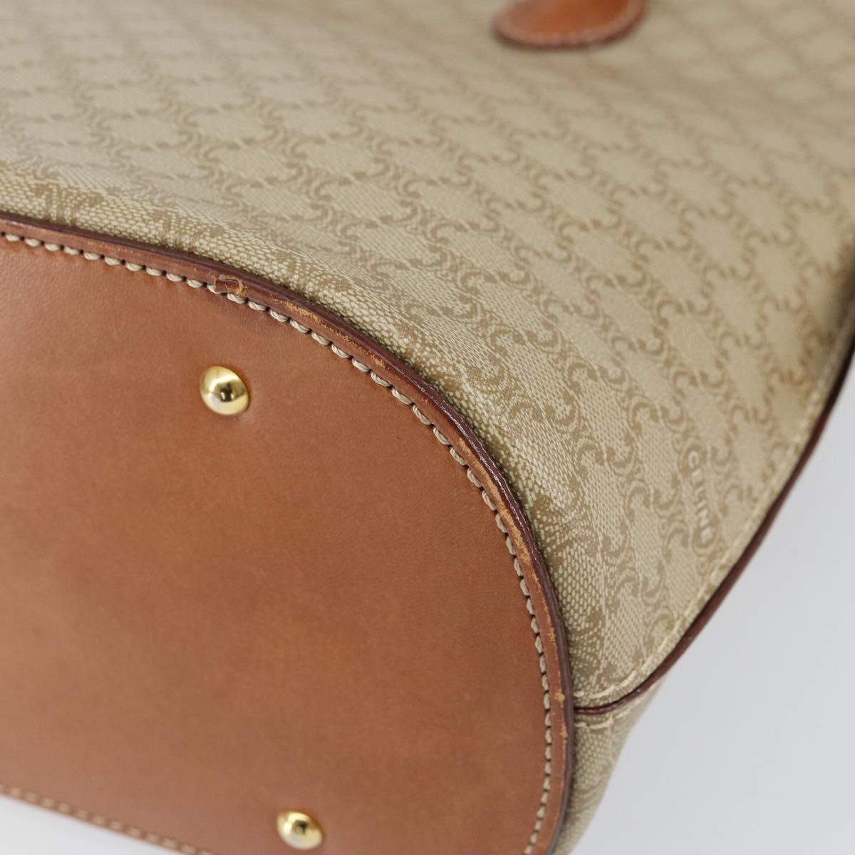 CELINE Macadam Canvas Hand Bag PVC 2way Beige Gold Auth ka512