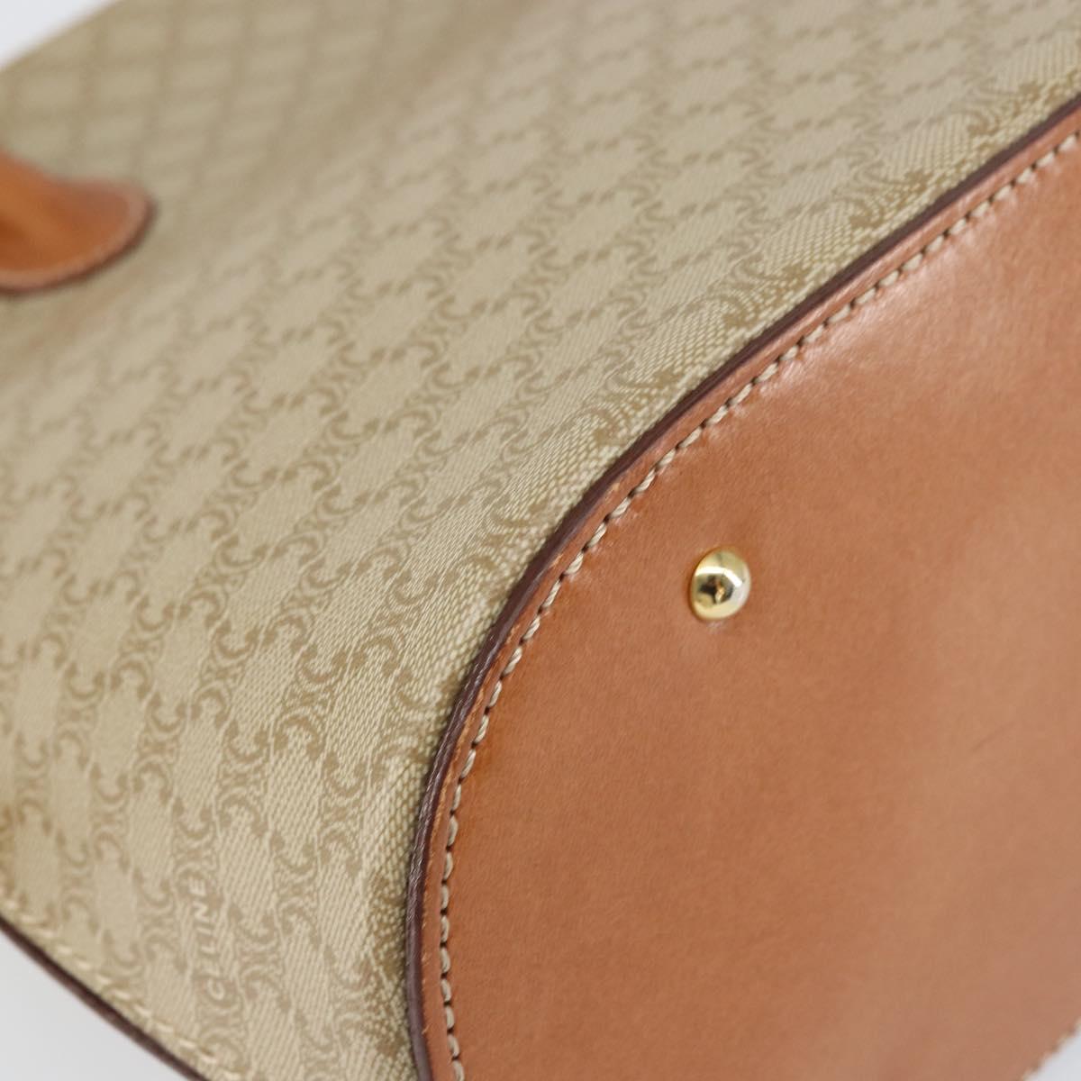 CELINE Macadam Canvas Hand Bag PVC 2way Beige Gold Auth ka512
