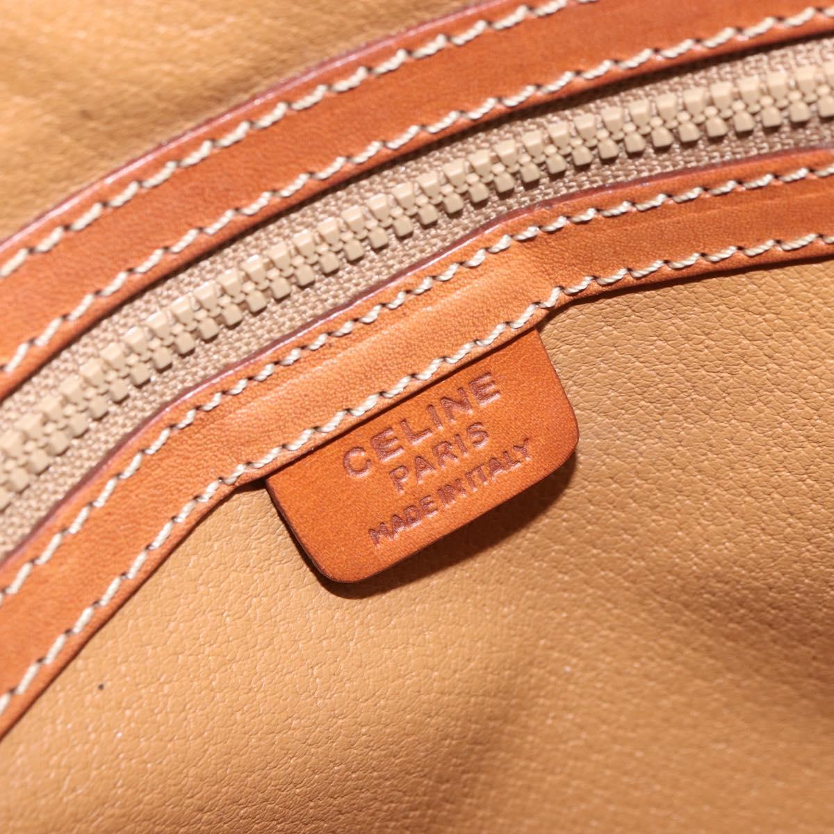 CELINE Macadam Canvas Hand Bag PVC 2way Beige Gold Auth ka512