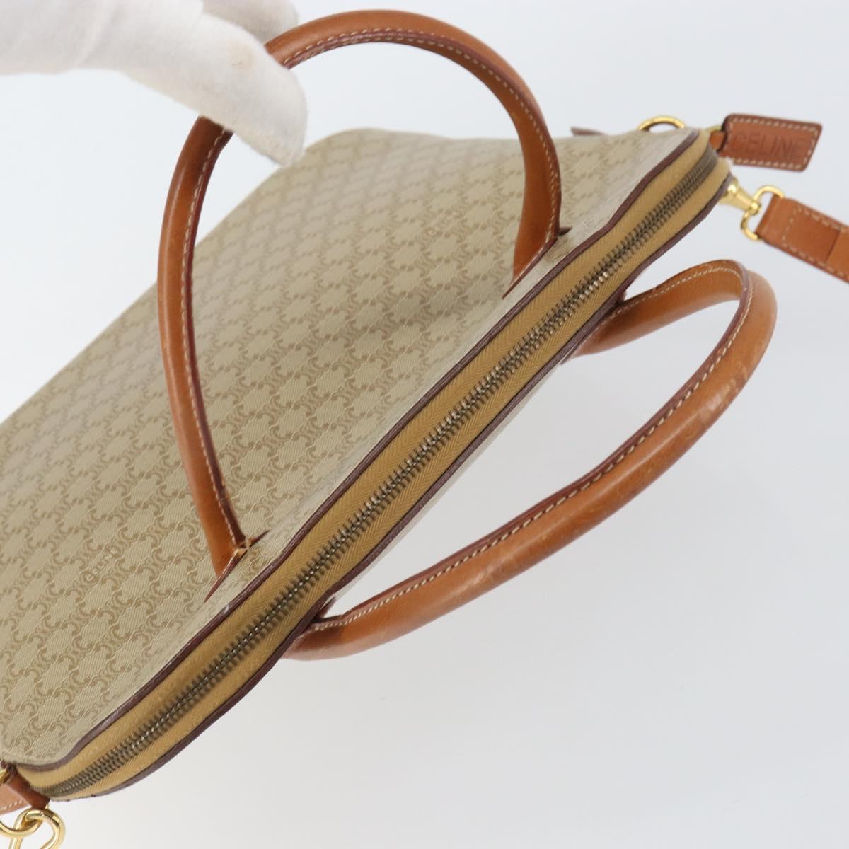 CELINE Macadam Canvas Hand Bag PVC 2way Beige Gold Auth ka512