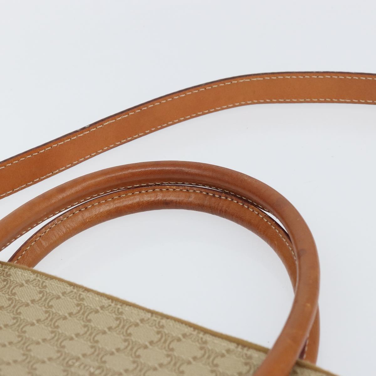 CELINE Macadam Canvas Hand Bag PVC 2way Beige Gold Auth ka512