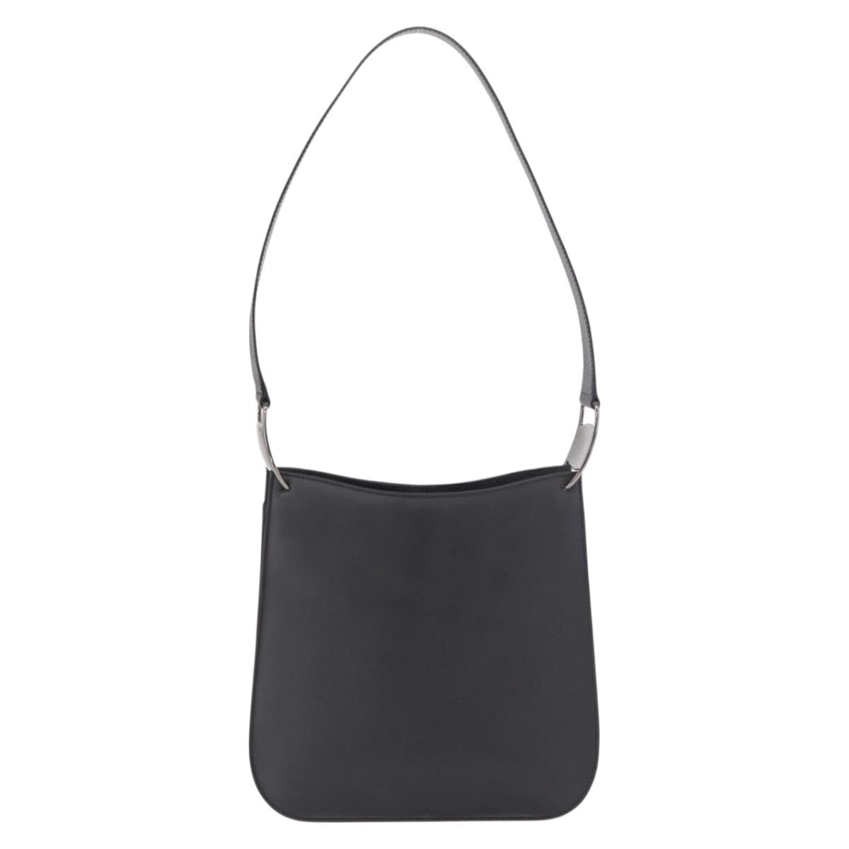 Salvatore Ferragamo Shoulder Bag Patent Black Silver Auth ka5122A