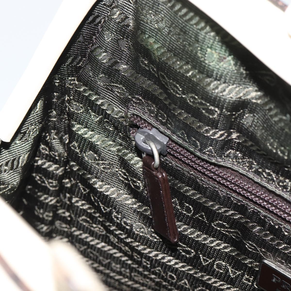 PRADA Tote Bag Leather Beige Silver Auth ka5123