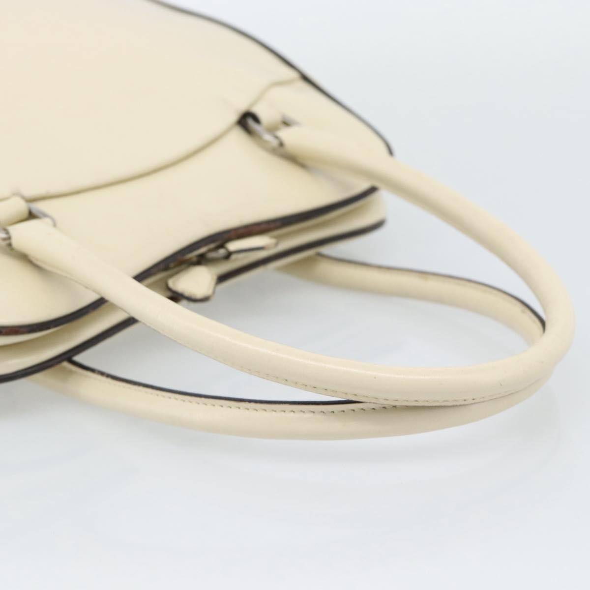 PRADA Tote Bag Leather Beige Silver Auth ka5123