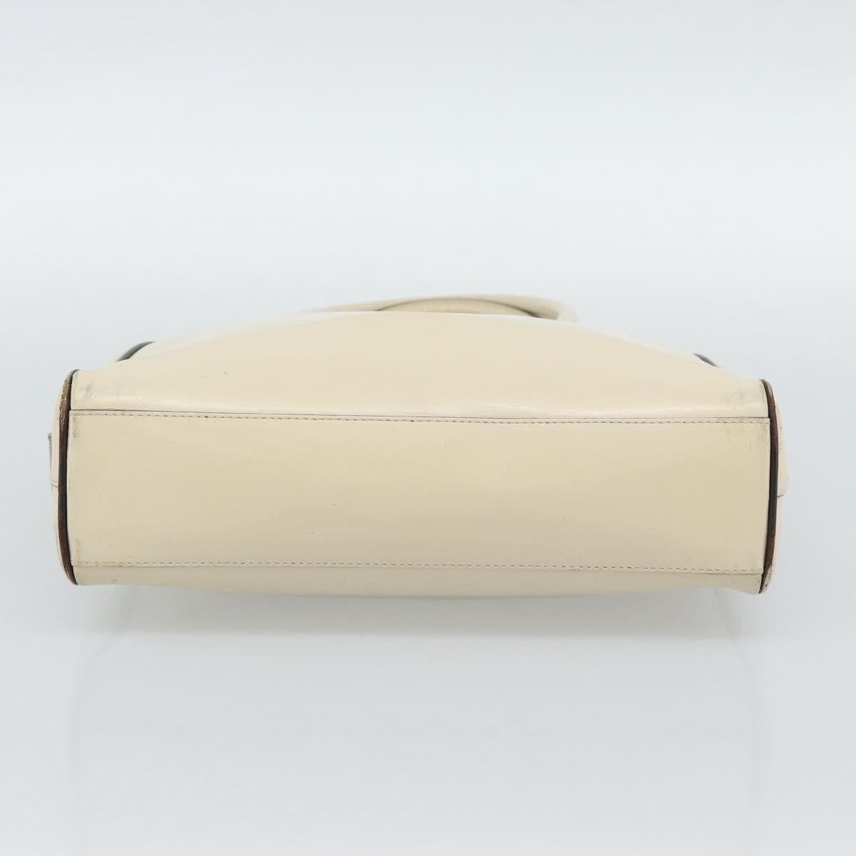 PRADA Tote Bag Leather Beige Silver Auth ka5123