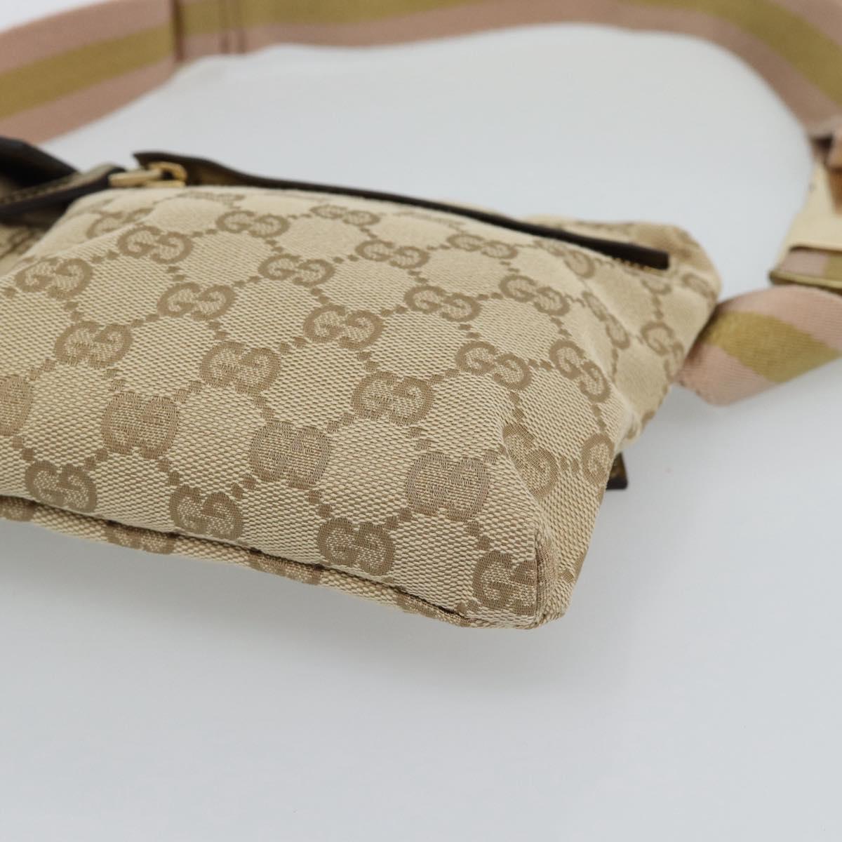GUCCI GG Canvas Waist Bag Beige Gold 28566 Auth ka5124