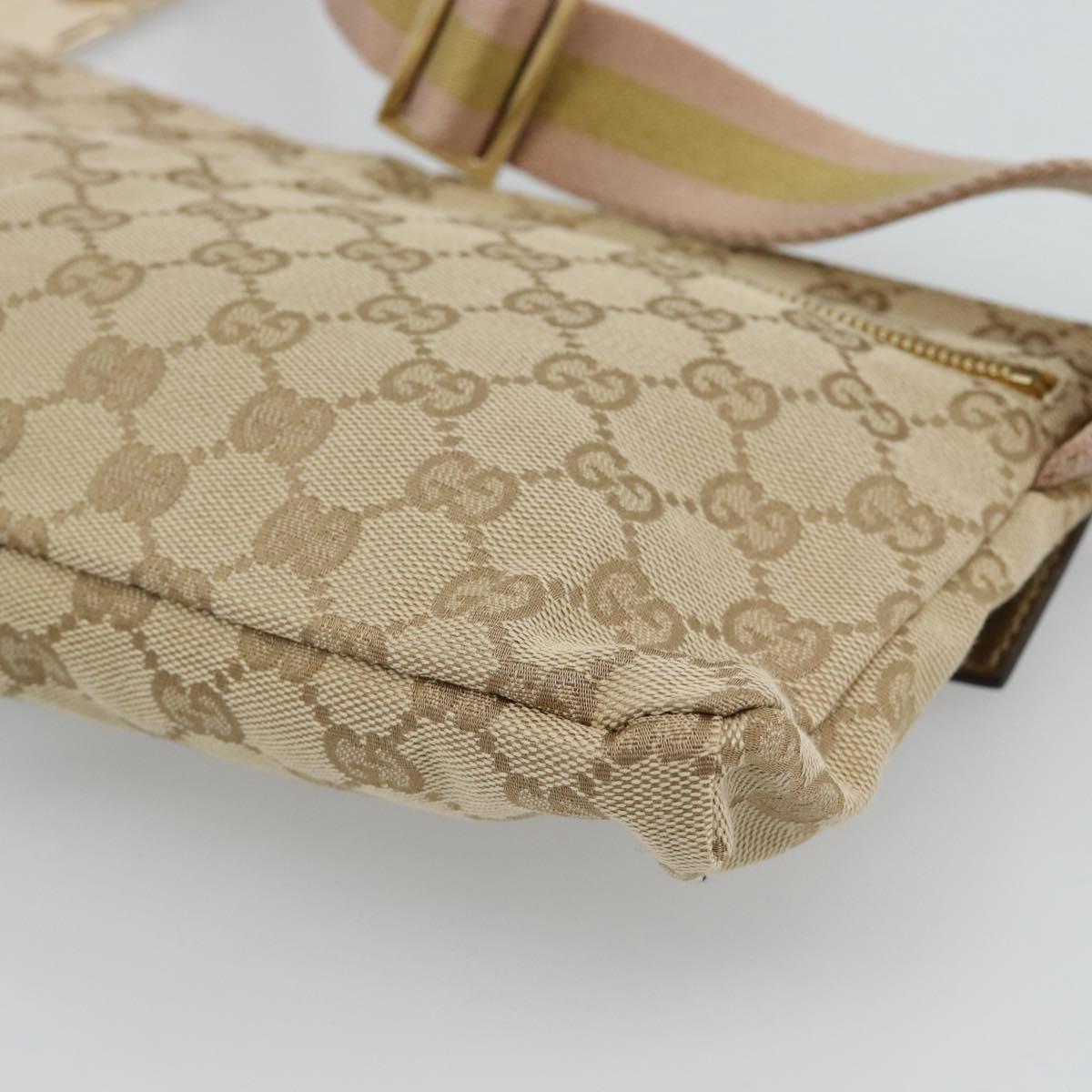 GUCCI GG Canvas Waist Bag Beige Gold 28566 Auth ka5124