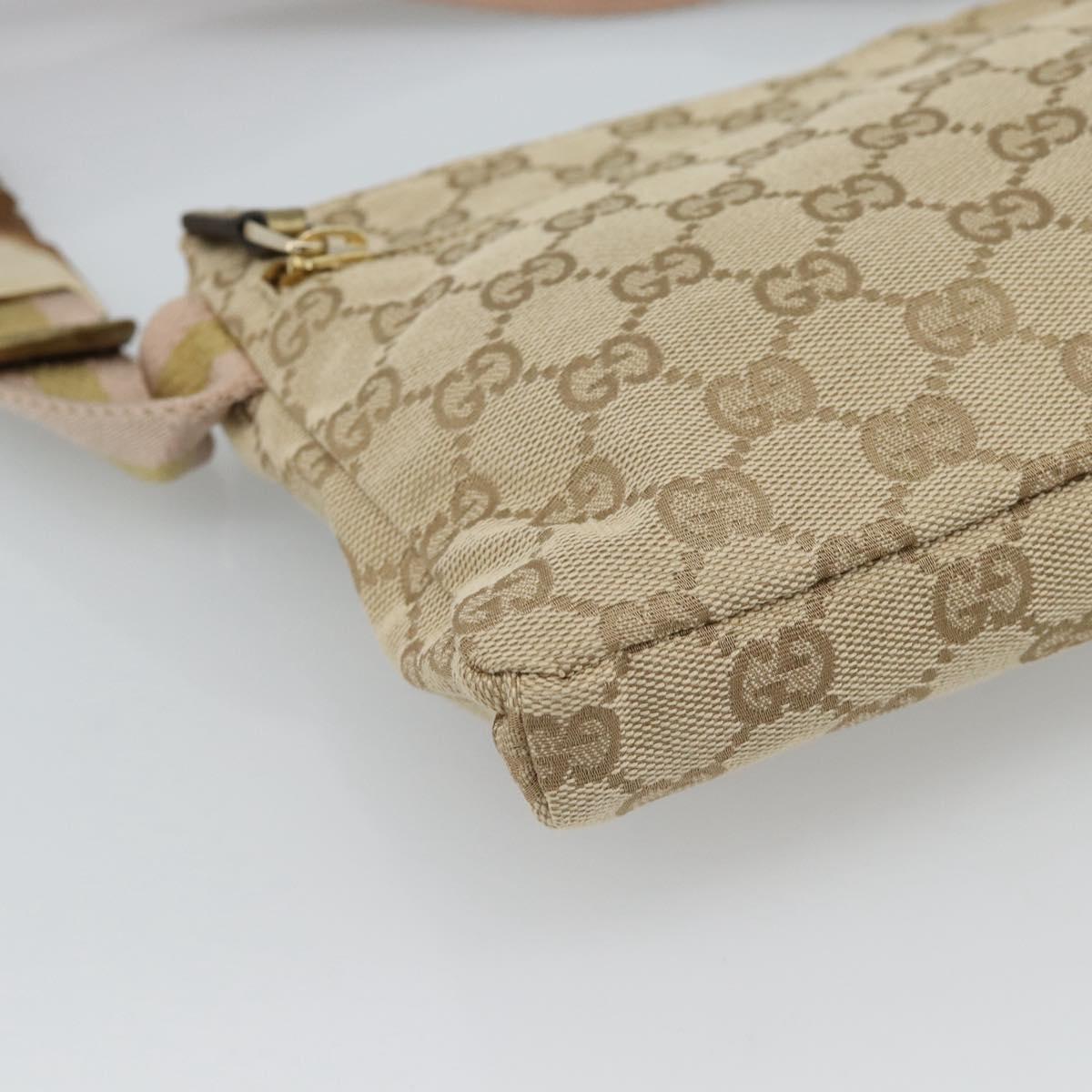 GUCCI GG Canvas Waist Bag Beige Gold 28566 Auth ka5124