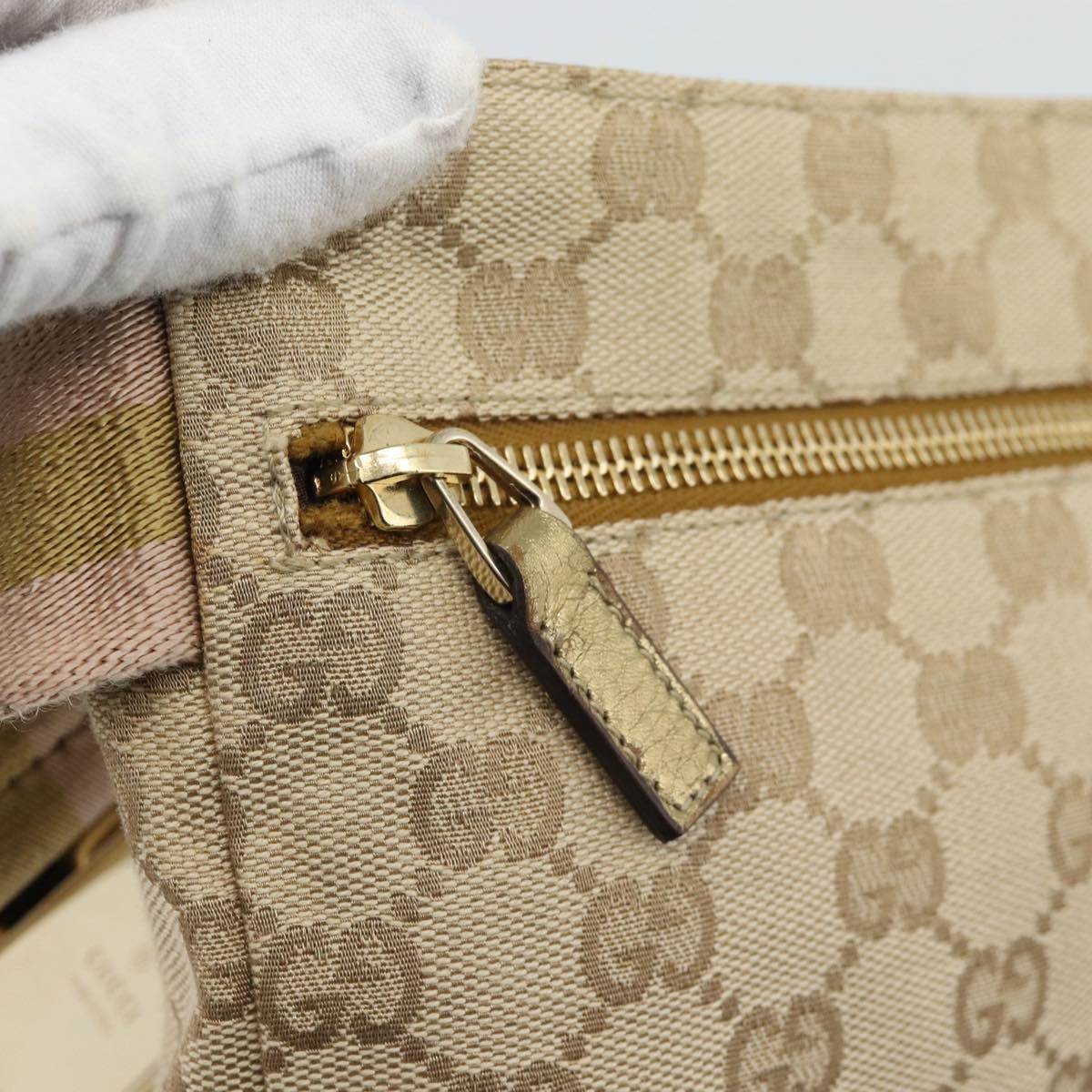 GUCCI GG Canvas Waist Bag Beige Gold 28566 Auth ka5124