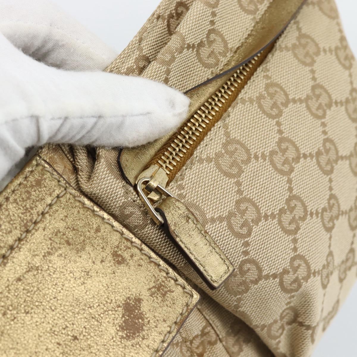 GUCCI GG Canvas Waist Bag Beige Gold 28566 Auth ka5124