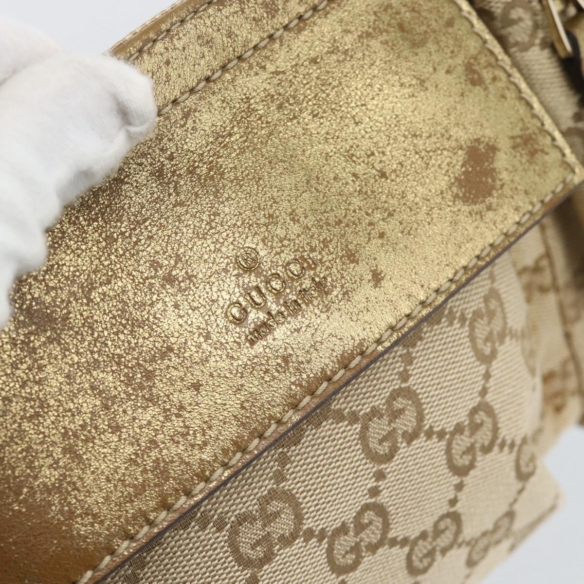 GUCCI GG Canvas Waist Bag Beige Gold 28566 Auth ka5124