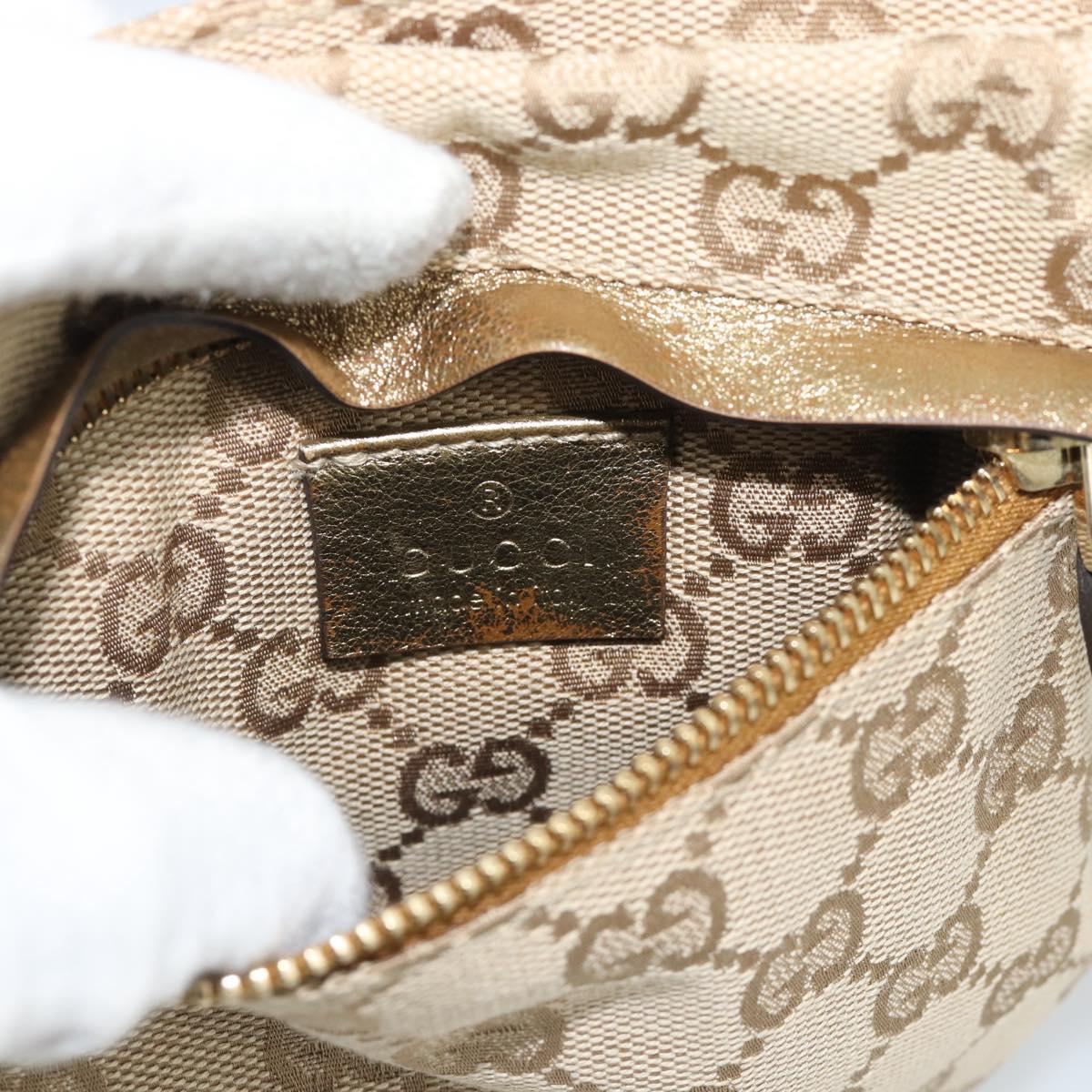 GUCCI GG Canvas Waist Bag Beige Gold 28566 Auth ka5124