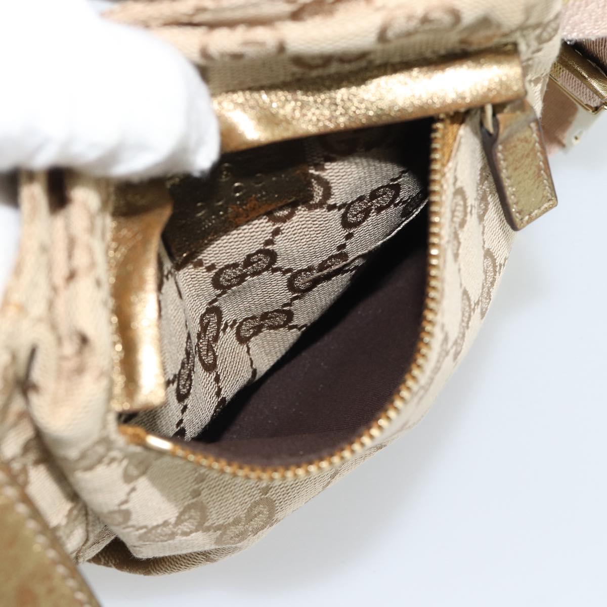 GUCCI GG Canvas Waist Bag Beige Gold 28566 Auth ka5124
