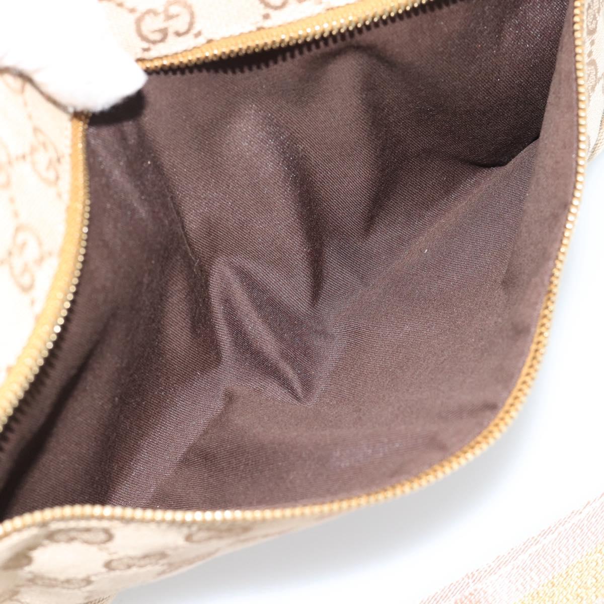 GUCCI GG Canvas Waist Bag Beige Gold 28566 Auth ka5124
