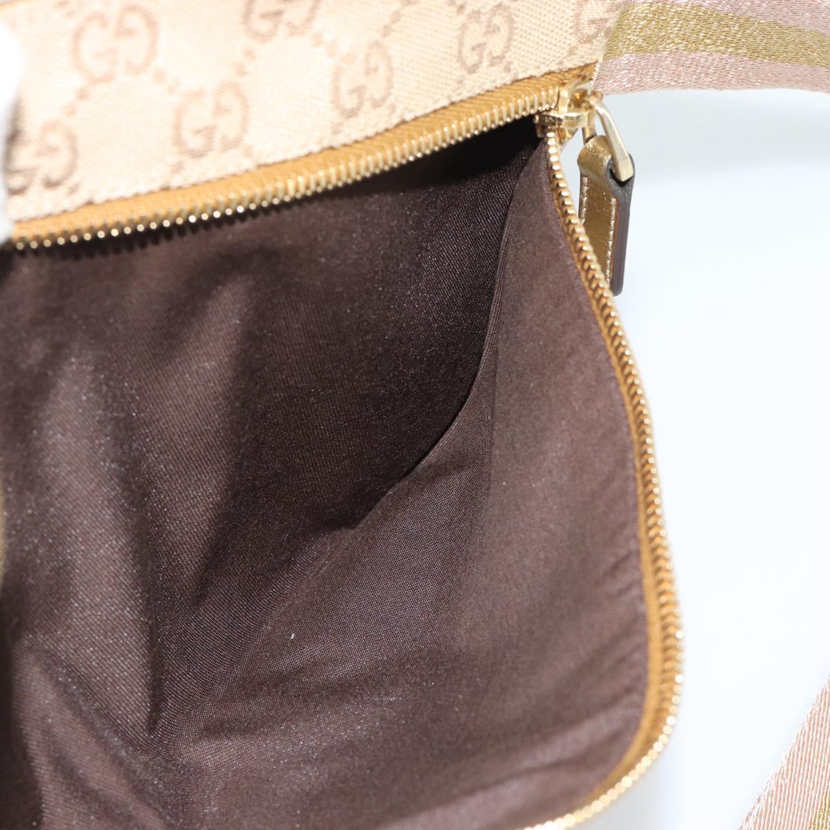 GUCCI GG Canvas Waist Bag Beige Gold 28566 Auth ka5124